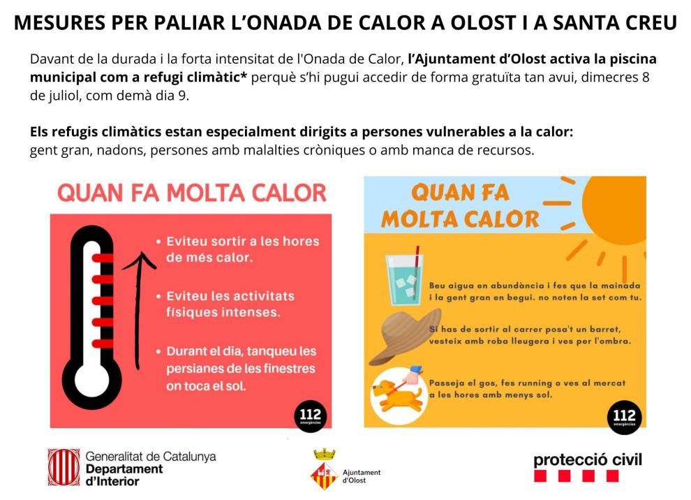 S'activa la piscina d'Olost com a refugi climàtic per Olost i Santa Creu de Jutglar